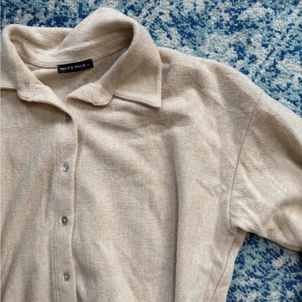 Beige Textured Button-Up Shirt